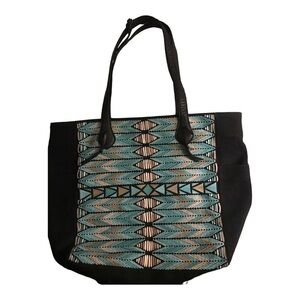 Lucky Brand Black and Blue Geometric Tote